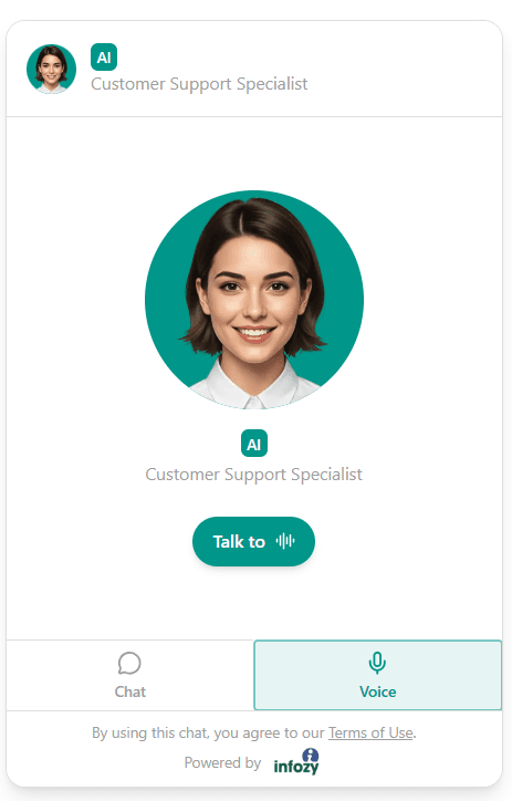INFOZY SMS AI Widget Mockup